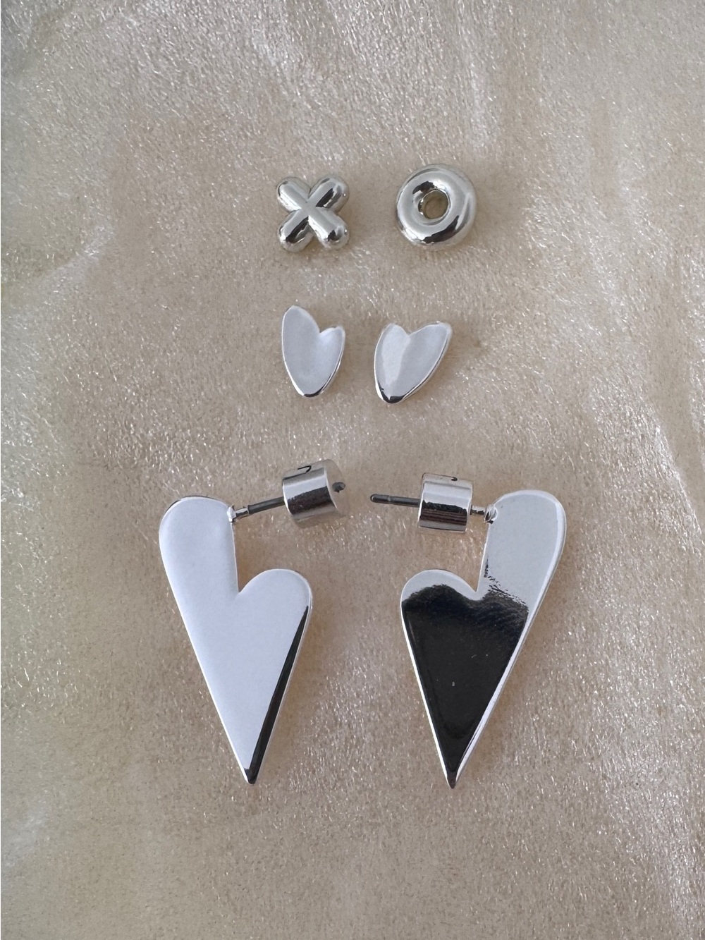 Heart and Stud Earrings - 3 pairs